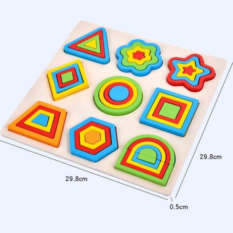 Wooden Multilayer Geometric Shape Puzzle Board - Image 2
