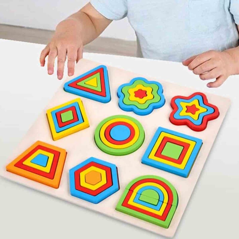 Wooden Multilayer Geometric Shape Puzzle Board - Image 3