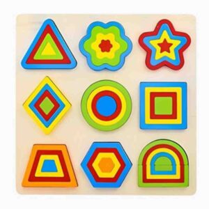 Wooden Multilayer Geometric Shape Puzzle Board