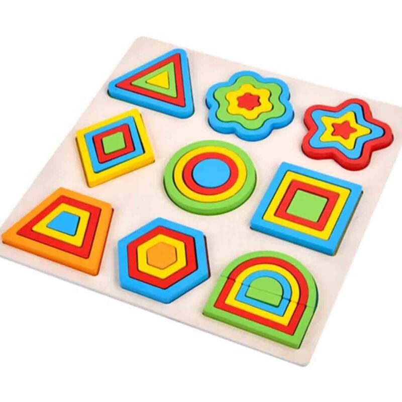 Wooden Multilayer Geometric Shape Puzzle Board - Image 4