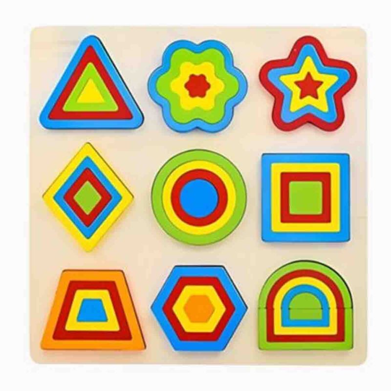 Wooden Multilayer Geometric Shape Puzzle Board